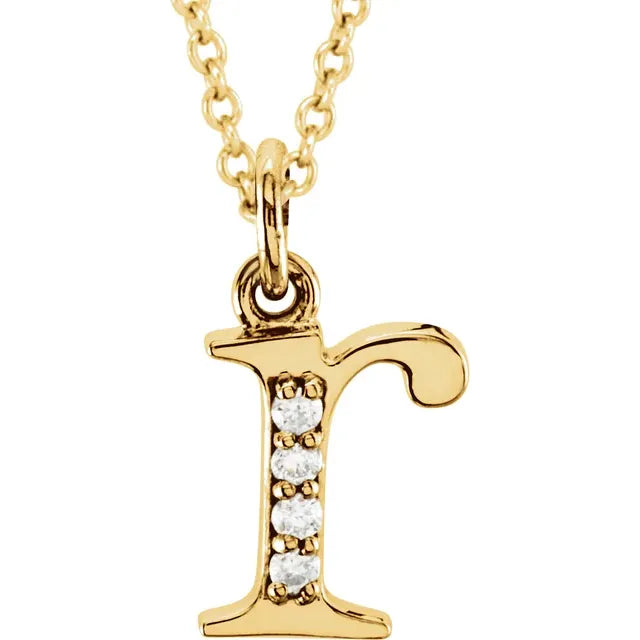 Natural Diamond Lowercase Initial A-Z Necklace