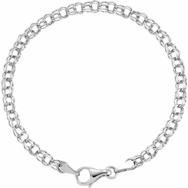 Solid Link Charm Bracelet 7 Inches