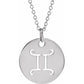 White Gold Zodiac Round Disc Necklace 16-18"