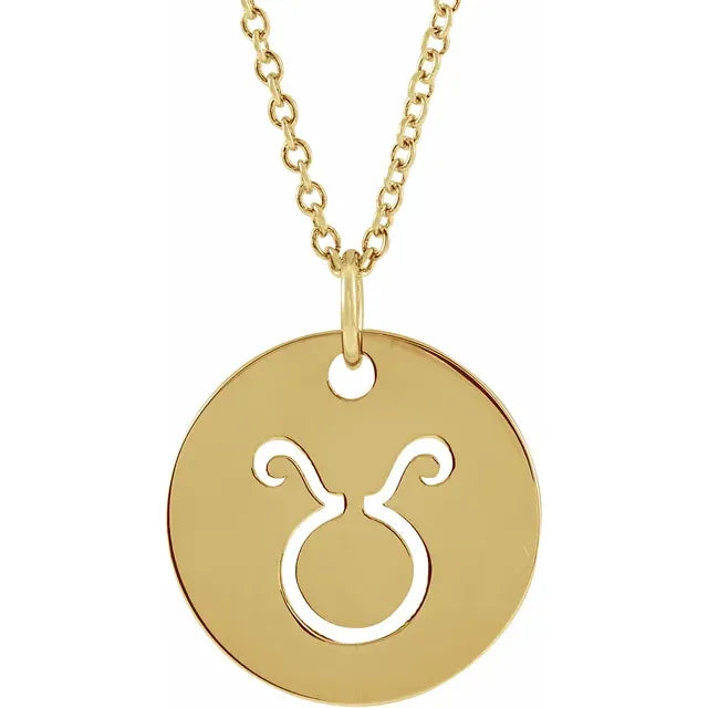 Zodiac Round Disc Necklace 16-18"