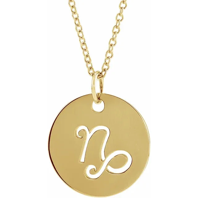 Zodiac Round Disc Necklace 16-18"