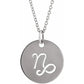 White Gold Zodiac Round Disc Necklace 16-18"