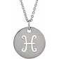 White Gold Zodiac Round Disc Necklace 16-18"