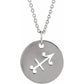 White Gold Zodiac Round Disc Necklace 16-18"