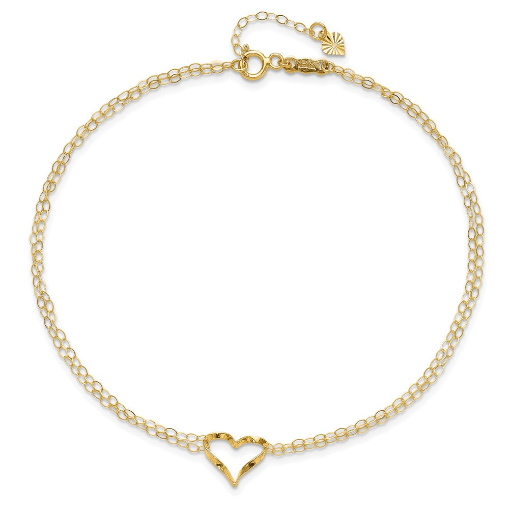 Double Strand Heart Anklet 9 Inches Plus 1 Inch Extension