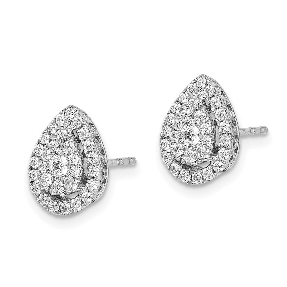 White Gold Teardrop Cluster Diamond Post Earrings