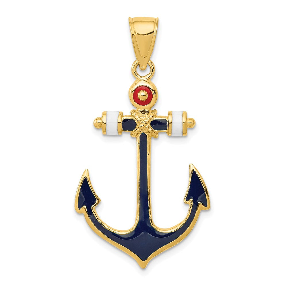 Red, White, and Blue Enameled Anchor Pendant