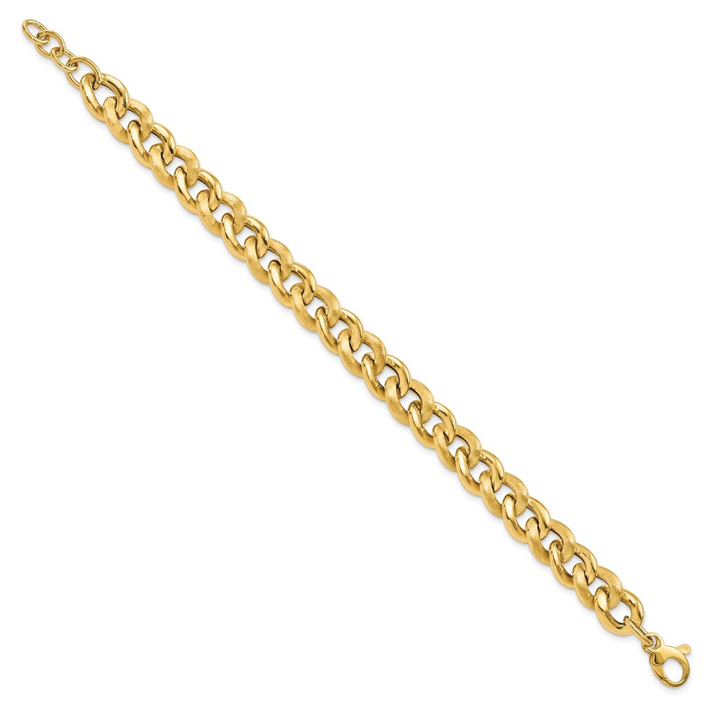 Polished Scratch-Finish Link Bracelet w/0.75 Inch Extension