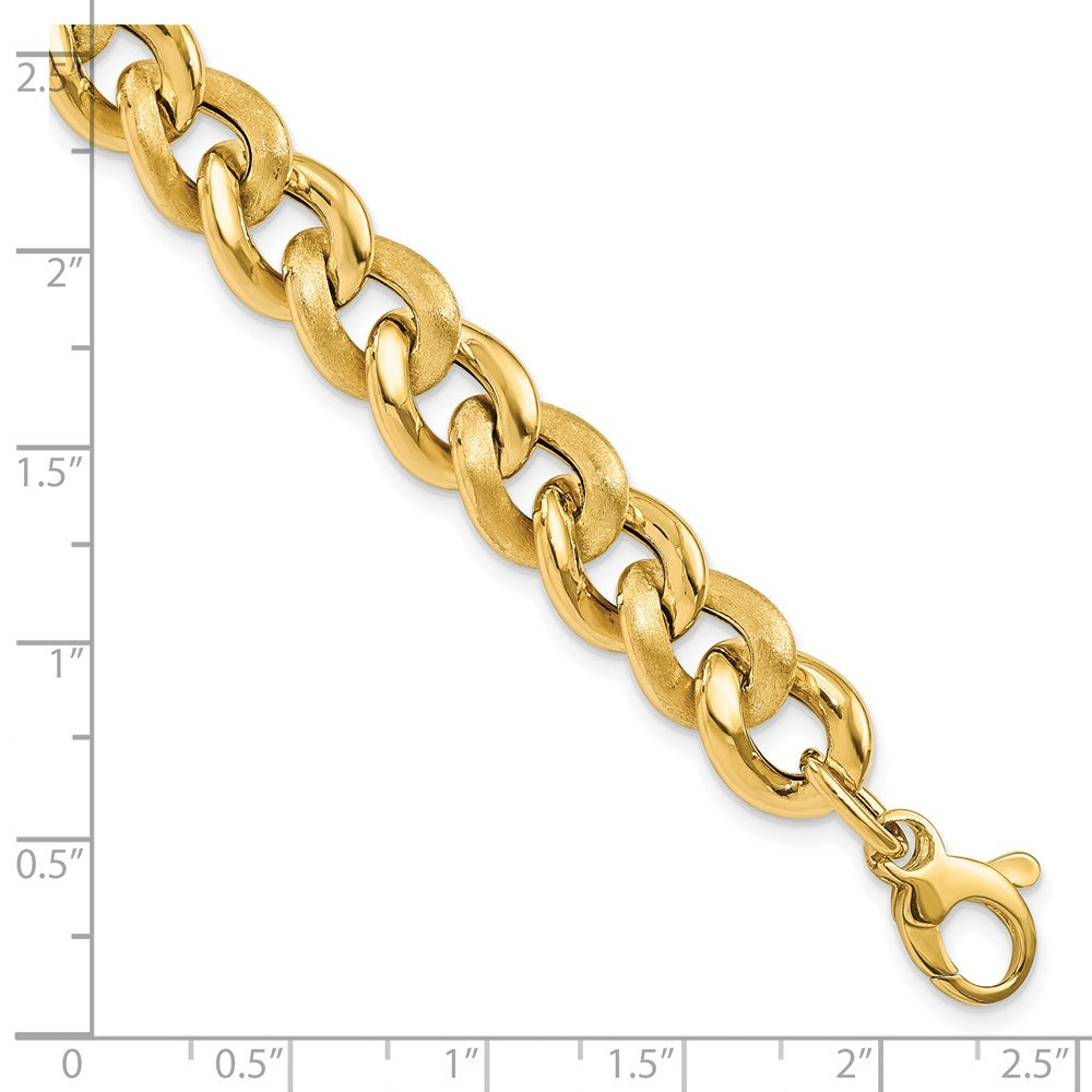 Polished Scratch-Finish Link Bracelet w/0.75 Inch Extension