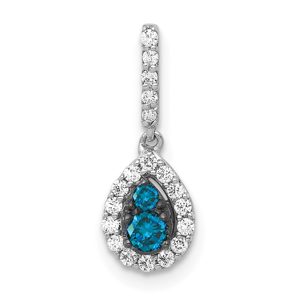 White Gold Blue/White Diamond Teardrop Pendant