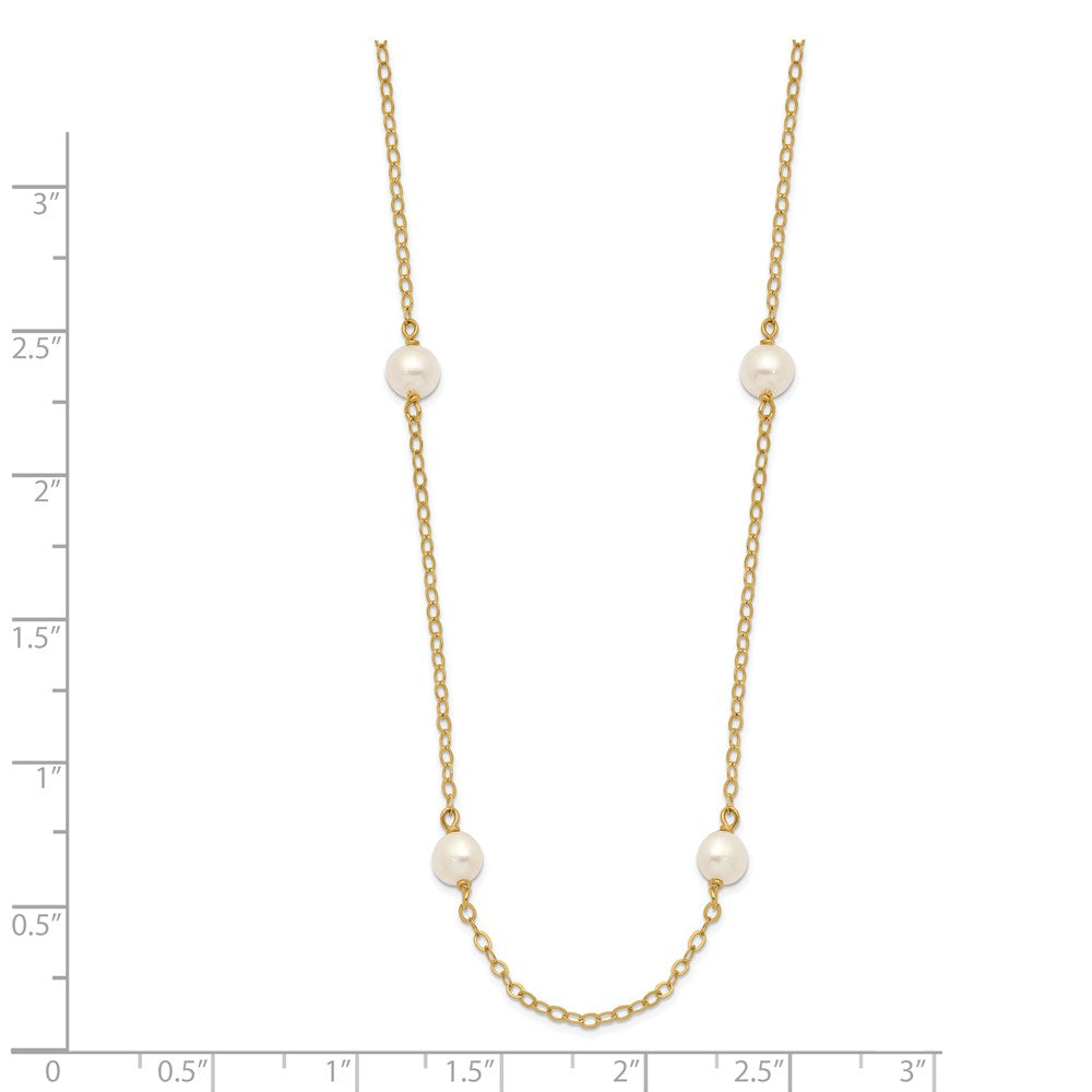 White Near Round Freshwater Cultured Pearl 8-Station Necklace