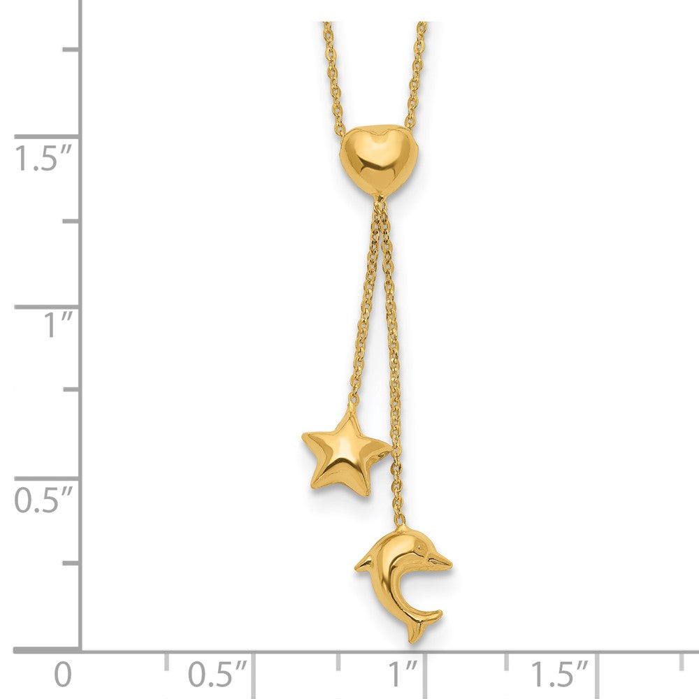 Heart, Star & Dolphin Y-Necklace