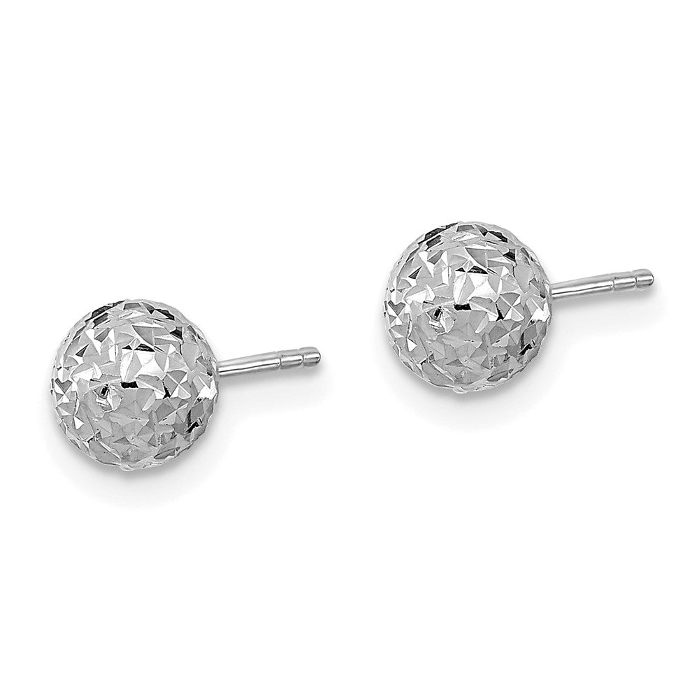 White Gold Diamond-cut Ball Post Earrings