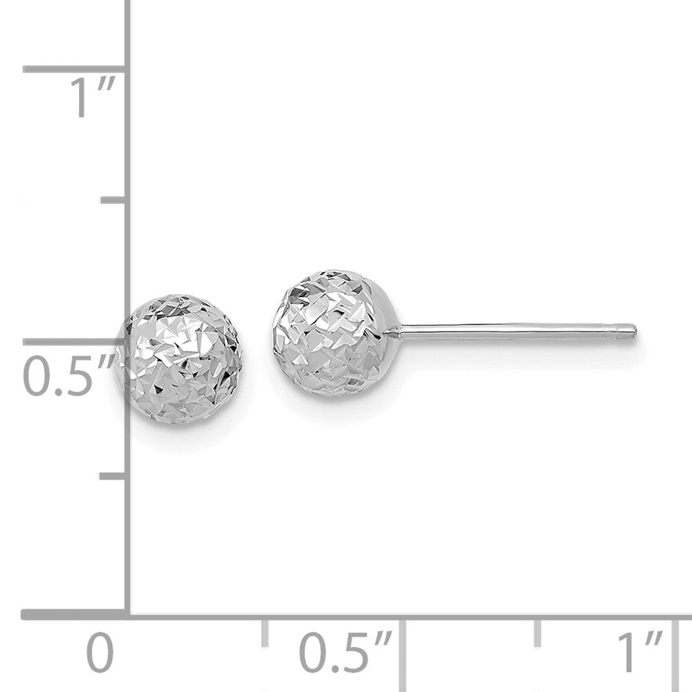 White Gold Diamond-cut Ball Post Earrings