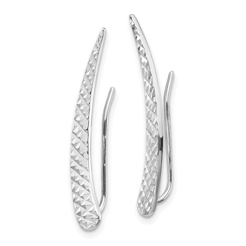 White Gold Polished and Textured Ear Climber Earrings