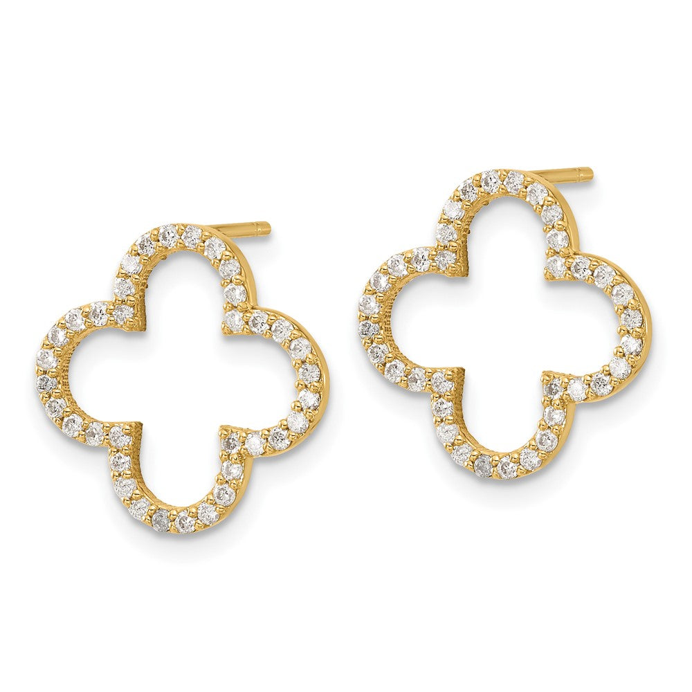 Diamond Quatrefoil Design Post Earrings