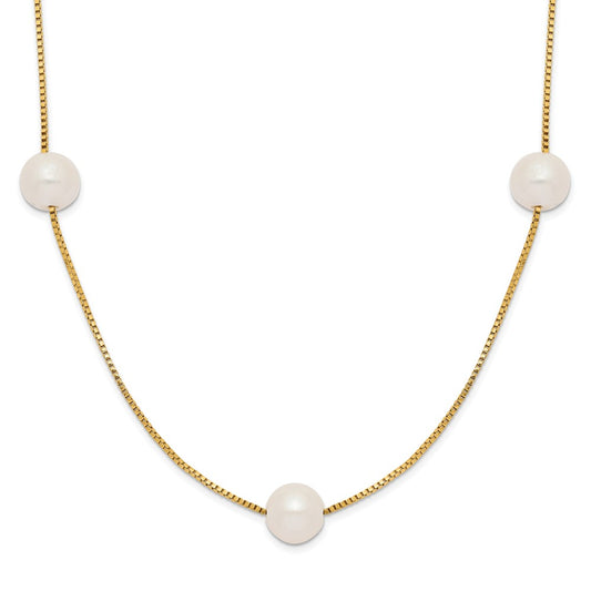 Round White Freshwater Cultured Pearl 9-Station Necklace