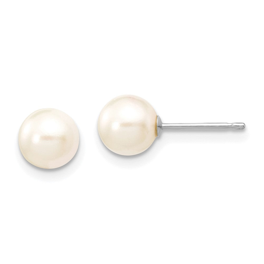 White Gold Round White Saltwater Akoya Earrings