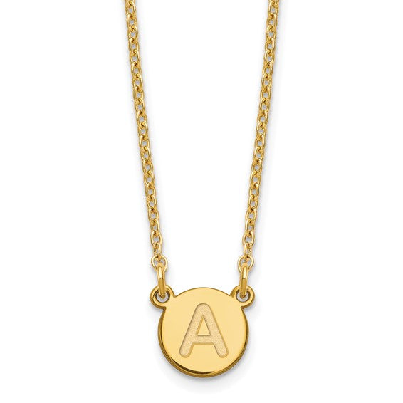 Tiny Circle Block Letter Initials A-Z Necklace