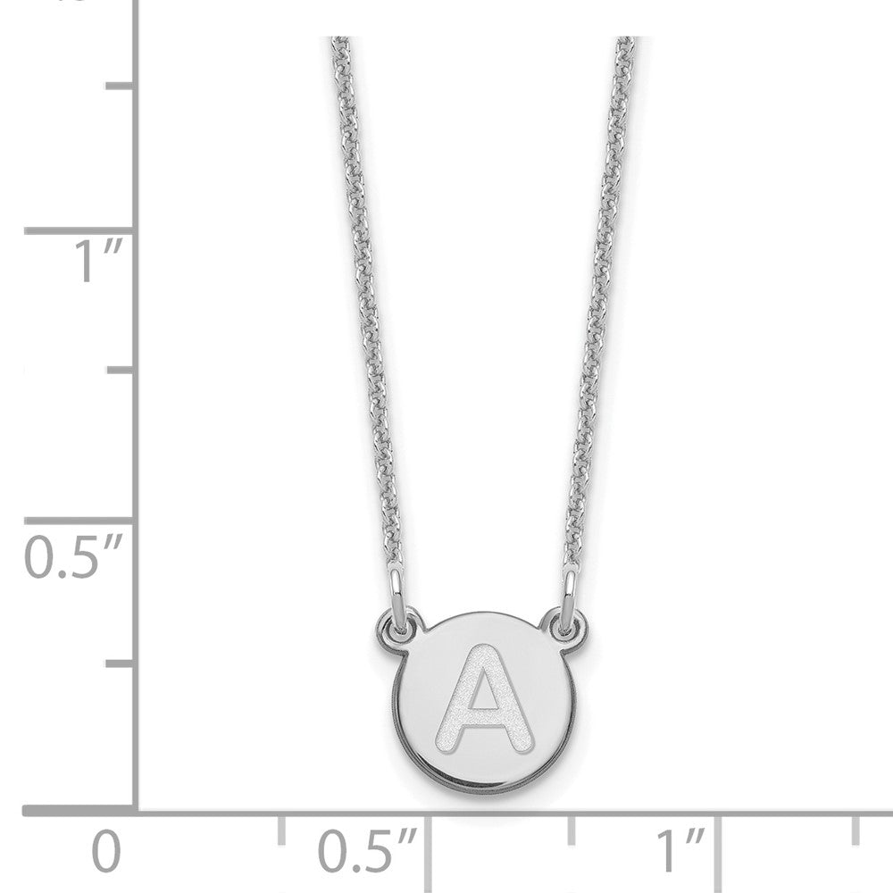 White Gold Tiny Circle Block Letter Initials A-Z Necklace