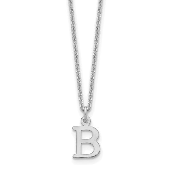 White Gold Cutout Letter Initials A-Z Necklace