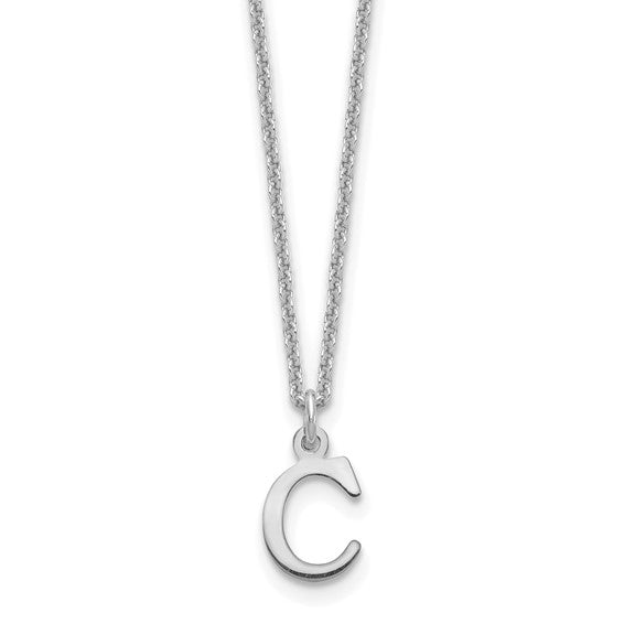 White Gold Cutout Letter Initials A-Z Necklace