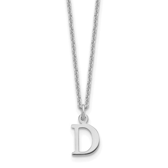 White Gold Cutout Letter Initials A-Z Necklace