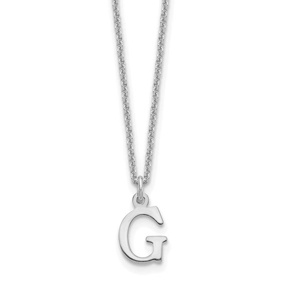 White Gold Cutout Letter Initials A-Z Necklace