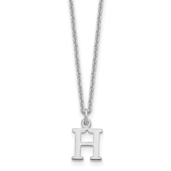 White Gold Cutout Letter Initials A-Z Necklace