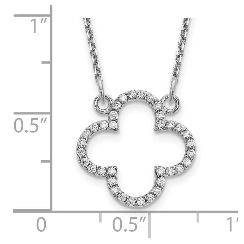 White Gold Small Necklace Diamond Quatrefoil Design