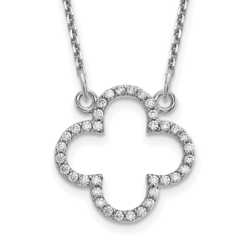 White Gold Small Necklace Diamond Quatrefoil Design